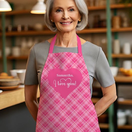 Tablier Elegant Red Hearts Personalized Love Gift Valentin
