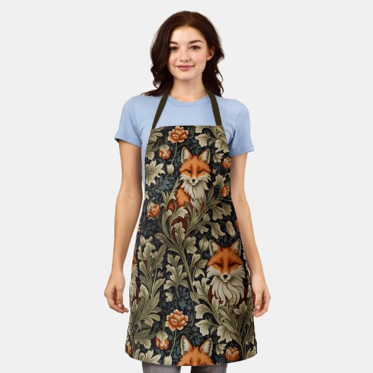 Tablier Élégant Renard William Morris Inspiré Motif (Porté)