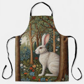 Tablier Elégant retro boho blanc lapin boisé fleurs (Recto)