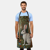 Tablier Elégant retro boho blanc lapin boisé fleurs (Porté)