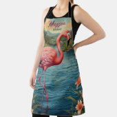 Tablier Élégant rose flamingo tropical personnalisation (Insitu)