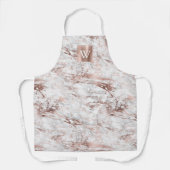 Tablier Elegant Rose Gold White Marble Monogram (Recto)