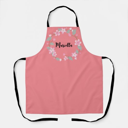 Tablier Élégant rose Personnalisé Votre Nom Apron (Recto)