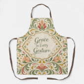 Tablier Elegant Rosemaling Floral Pattern with Quote (Recto)