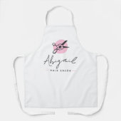 Tablier Elégant salon de coiffure ciseaux rose et noir (Recto)