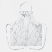 Tablier Élégant script blanc marbre pierre motif cuisine (Recto)