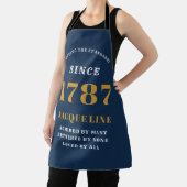 Tablier Élégant Script Blue Gold Baking (Insitu)