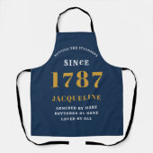 Tablier Élégant Script Blue Gold Baking (Recto)