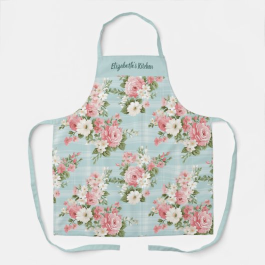 Tablier Élégant Script Botanique Floral (Recto)