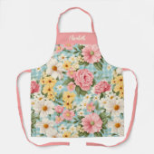 Tablier Élégant Script Botanique Floral (Recto)