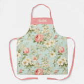 Tablier Élégant Script Botanique Floral (Recto)