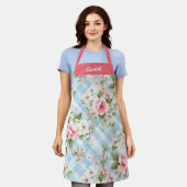 Tablier Élégant Script Botanique Floral (Porté)