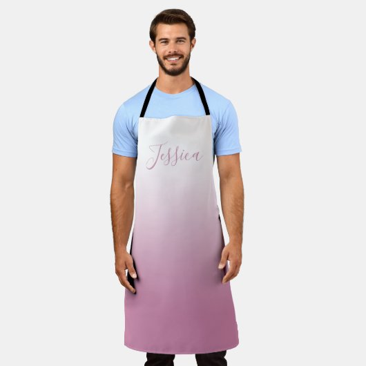 Tablier Élégant script et rose modifiable (n'importe quell (Porté)