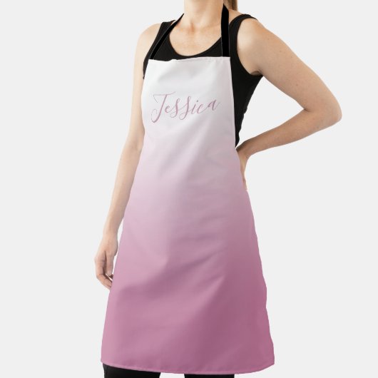 Tablier Élégant script et rose modifiable (n'importe quell (Insitu)