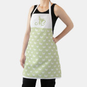 Tablier Élégant Script Green Monogram Butterfly Motif (Insitu)