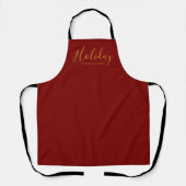 Tablier Elegant Script Holiday Cooking Crew Red Gold (Recto)
