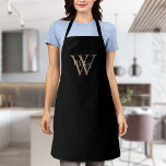 Tablier Élégant Script initial noir monogramme or Apron<br><div class="desc">Élégant poutre noir et or script nom monogramme initial avec tablier nom. Vous pouvez personnaliser le nom,  monogramme et customiser la police et les couleurs pour créer votre propre design unique. Conçu par Thisisnotme©</div>