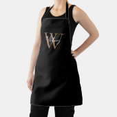 Tablier Élégant Script initial noir monogramme or Apron (Insitu)