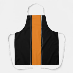 Tablier Élégant Sporty Orange Blanc Black Racing Stripes