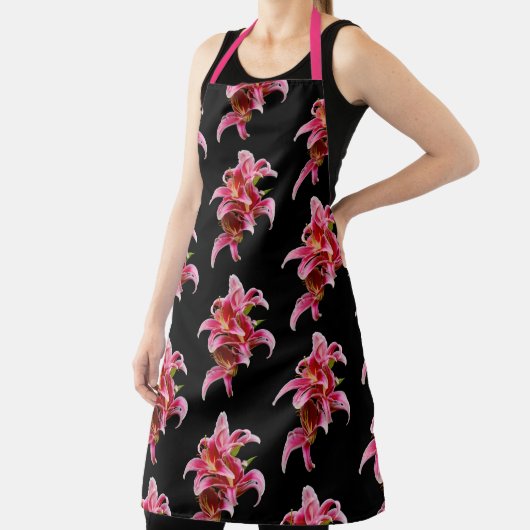 Tablier Élégant Stargazer Oriental Rose Lys Fleurs (Insitu)