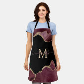 Tablier Elegant Stylish Gold Glitter Burgundy Agate (Porté)