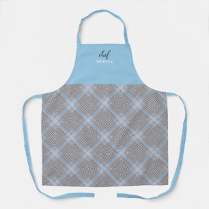 Tablier Élégant Tartan Bleu Moderne Personnalisé