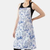 Tablier Elégant Toile Bleue De Jouy Bunny Pâques (Insitu)