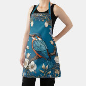Tablier Élégant turquoise Kingfisher Bird Floral (Insitu)