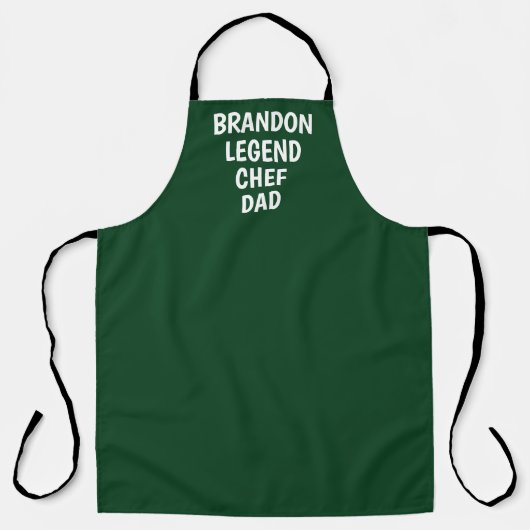 Tablier Elégant Vert Blanc Moderne Simple Papa Chef (Recto)