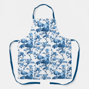 Tablier Élégant Vintage bleu Rose floral chic