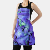 Tablier Elégant violet turquoise hydrangées florales (Insitu)