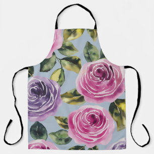 Tablier Elégante aquarelle Rose design floral