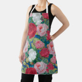 Tablier Elégante aquarelle victorienne Roses rouge et rose (Insitu)