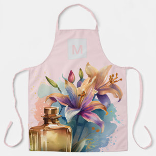 Tablier Élégante bouteille de parfum floral Blushe cuisine