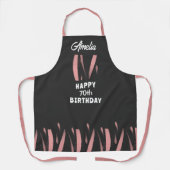 Tablier Elégante couleur rose noire 70e Joyeux anniversair (Recto)