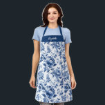 Tablier Élégante Cuisine Vintage Florale Toile<br><div class="desc">Un beau tablier de cuisson bleu et jaune avec un joli motif citron. Fait un grand cadeau pour un ami. Personnalisez-le pour un cadeau d'anniversaire mignon. Conçu pour vous par Blackberry Boulevard.</div>