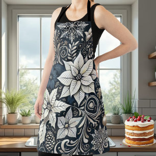 Tablier Élégante et sophistiquée Poinsettia à thème de Noë