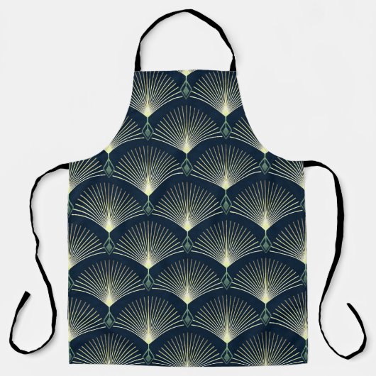 Tablier Elégante Géométrie : Bleu Art Déco. (Recto)