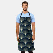Tablier Elégante Géométrie : Bleu Art Déco. (Porté)