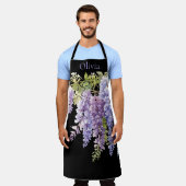 Tablier Elégante glycine d'aquarelle violette florale (Porté)