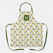 Tablier Élégante Hydragea Jaune Monogramme Floral (Recto)