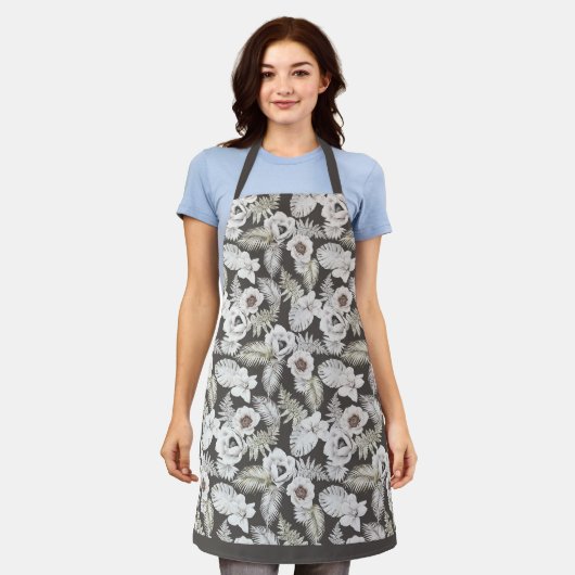 Tablier Élégante impression florale (Porté)
