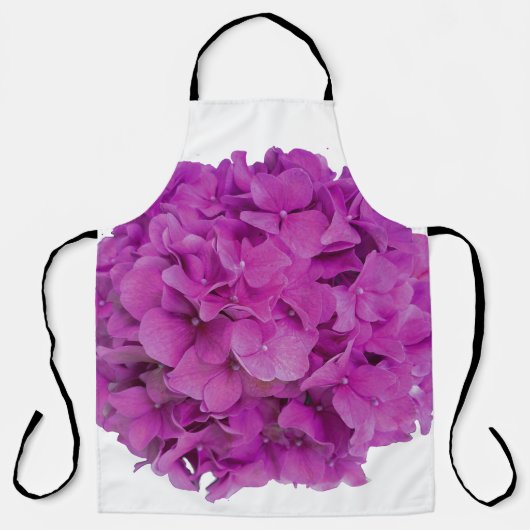 Tablier Elégante magenta rose hydrangée florale roses (Recto)