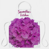 Tablier Elégante magenta rose hydrangée florale roses (Recto)