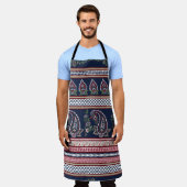 Tablier Elégante Marine Paisley : Conception des frontière (Porté)