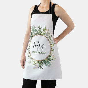Tablier Élégante Mme Greenery Monogramme de mariage person
