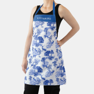 Tablier Elégante Toile de campagne Blue Deer Fox Vintage