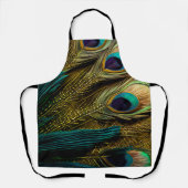 Tablier Elégante Turquoise Abstraite Plumes Peacock Or | (Recto)