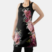 Tablier Élégantes pivoines florales modernes en noir (Insitu)