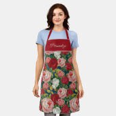 Tablier Élégantes roses roses rouges victoriennes (Porté)